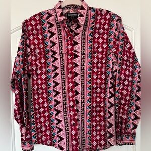 Vintage Mens Frontier Series southwestern Aztec western rodeo button Shirt